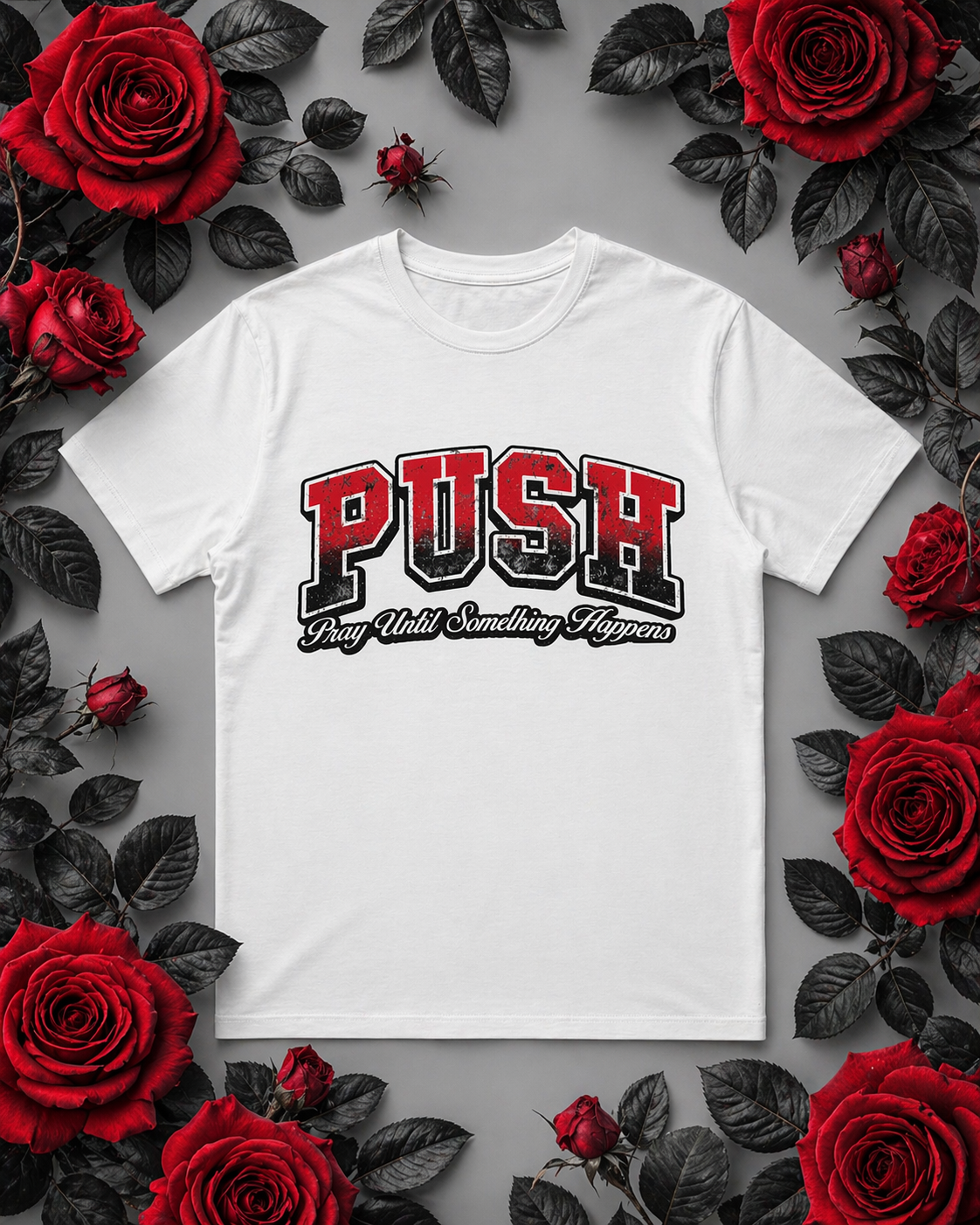 Rose Red PUSH T-shirt (White)