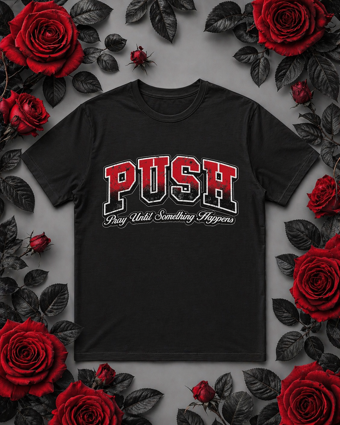 Rose Red Push T-shirt (Black)